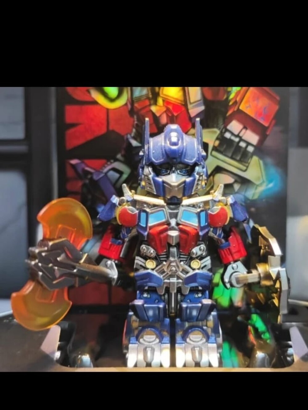 Optimus Prime  Transformers Armored red blue Color Chromed Brick Man customs New